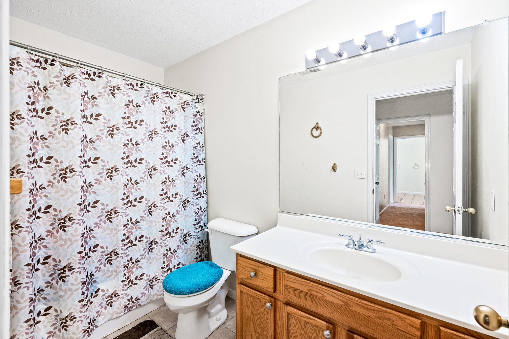 1109 East Shelbourne Drive Normal, IL 61761 - Photo 16 of 33 a bathroom with a granite countertop toilet a sink and a mirror
