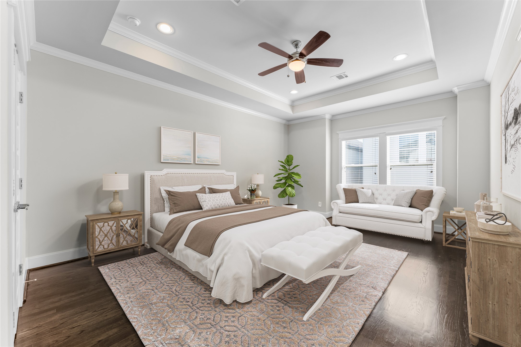 2806 Princeton Street Houston, TX 77009 - Photo 17 of 20 a bedroom with a large bed and a couch