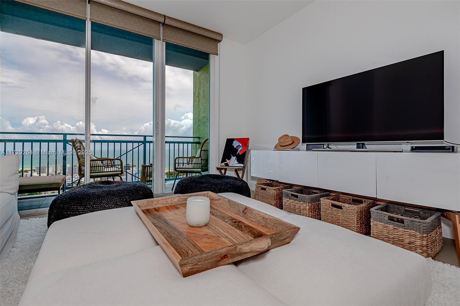 90 Alton Road, Unit PH3205 Miami Beach, FL 33139 - Photo 8 of 28 a living room with furniture and a flat screen tv