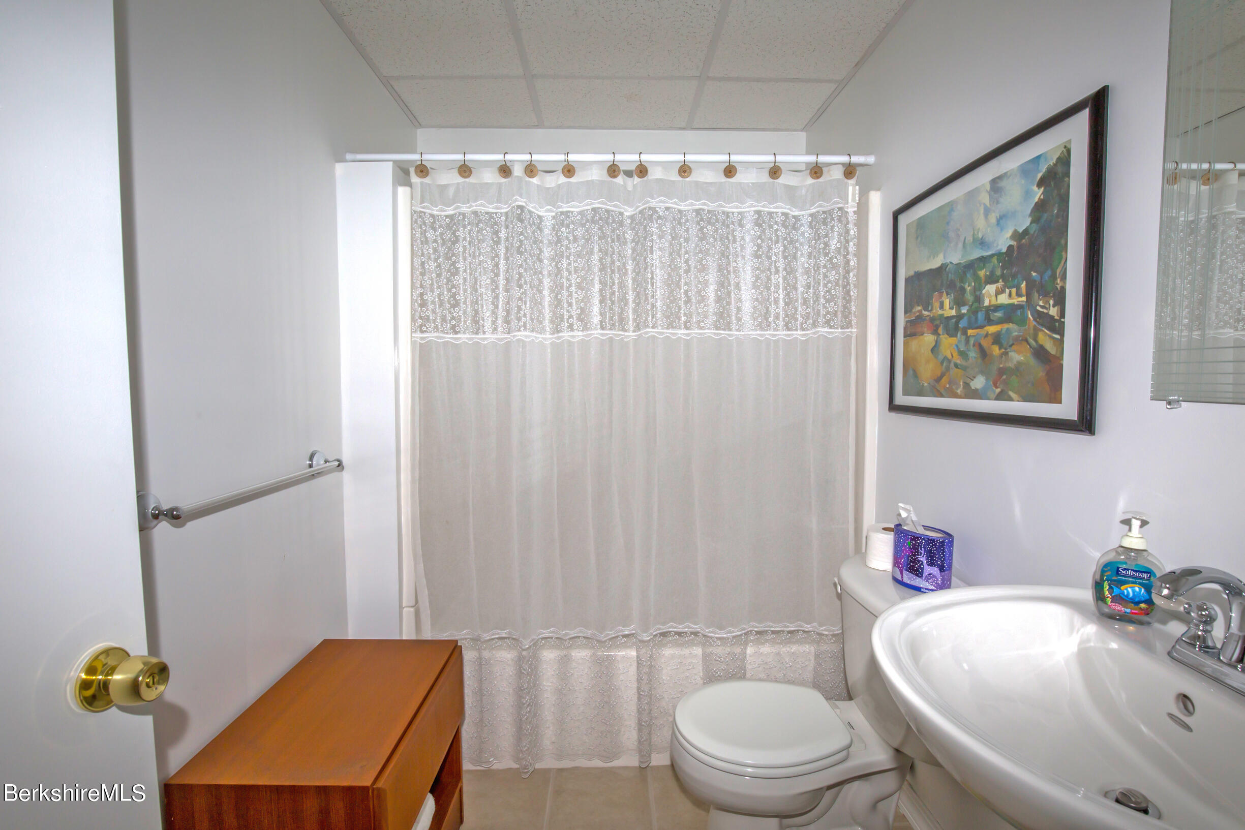 1136 Barker Road, Unit 48 Pittsfield, MA 01201 - Photo 40 of 53 a bathroom with a sink a toilet and shower curtain