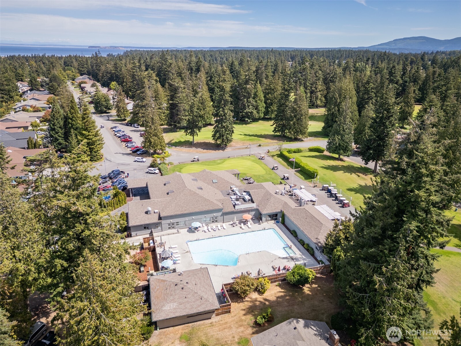 117 Williams Place Sequim, WA 98382 - Photo 40 of 40 an aerial view of residential houses with outdoor space and swimming pool
