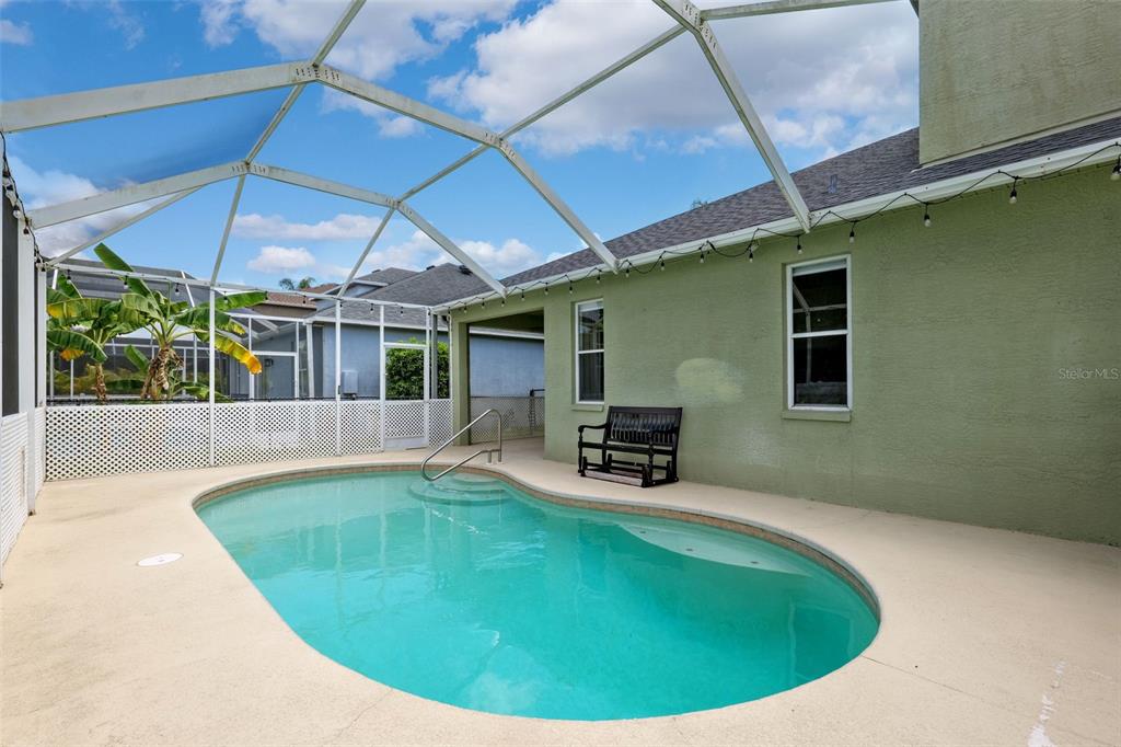 10443 Peppergrass Court Trinity, FL 34655 - Photo 45 of 62 a view of a backyard with table and chairs under an umbrella