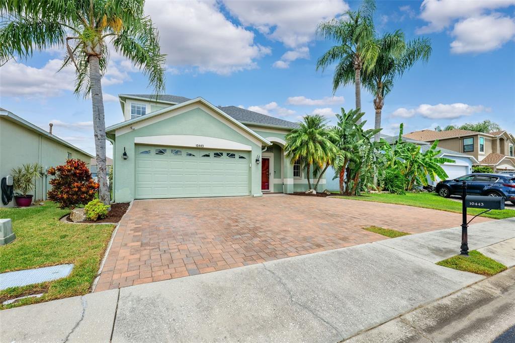 10443 Peppergrass Court Trinity, FL 34655 - Photo 48 of 62 a front view of a house with a yard and garage