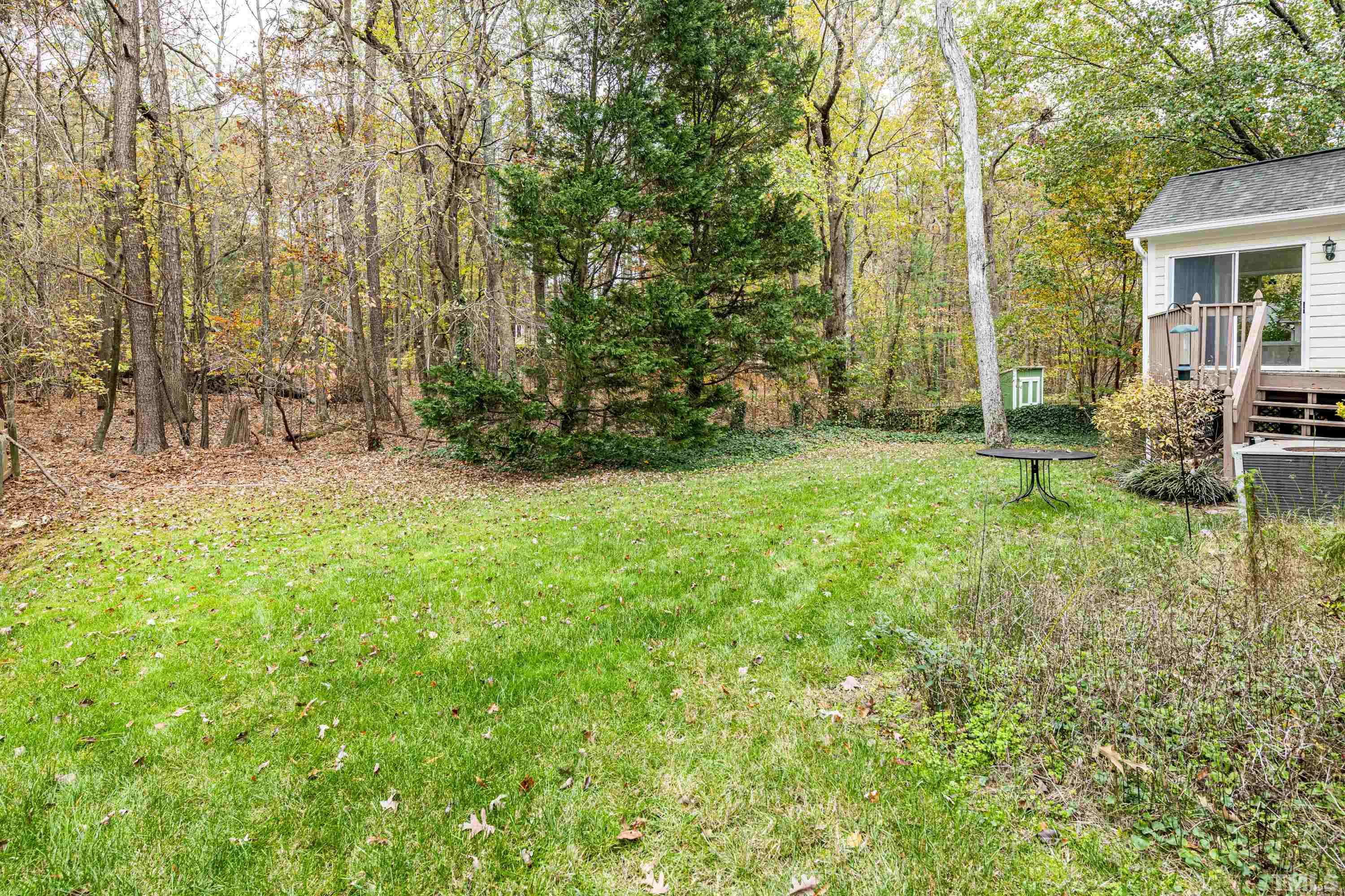 11913 North Exeter Way Raleigh, NC 27613 - Photo 28 of 29 a view of a backyard with table and chairs and potted plants