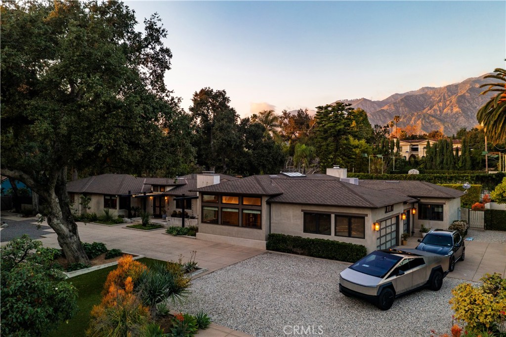 a car parked in front of a house