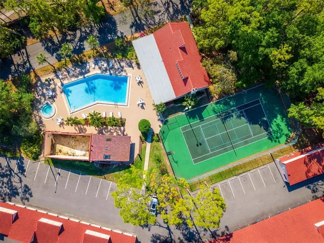 an aerial view of a house