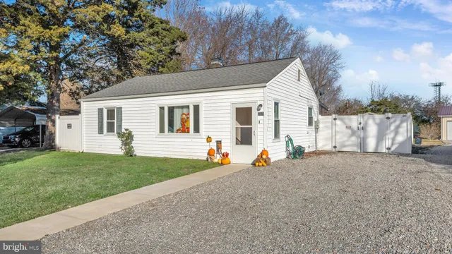 a view of a house with backyard and a tree