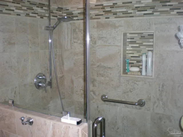 a bathroom with a shower