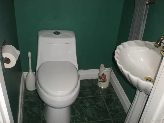 a bathroom with a toilet and a sink