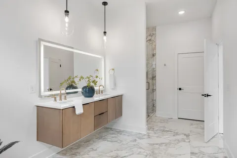 a bathroom with a shower
