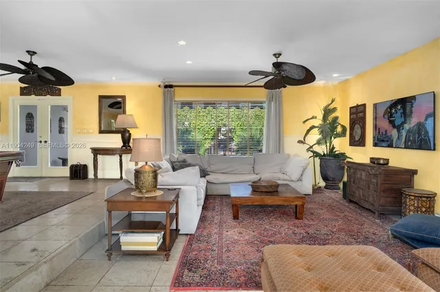 a outdoor living space with furniture and a fireplace