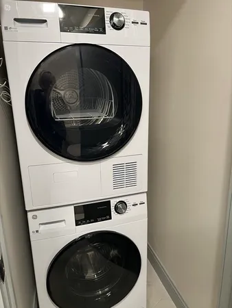 a close up view of washer and dryer