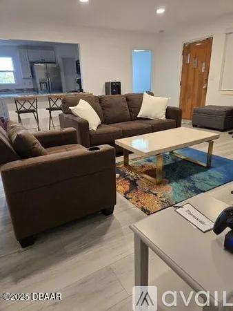 a living room with furniture