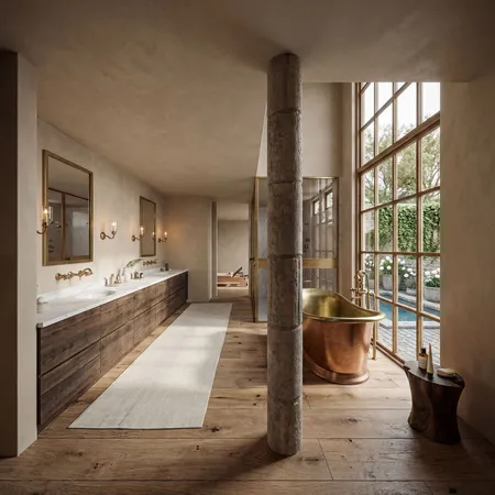 a large white kitchen with sink a refrigerator and blue cabinets