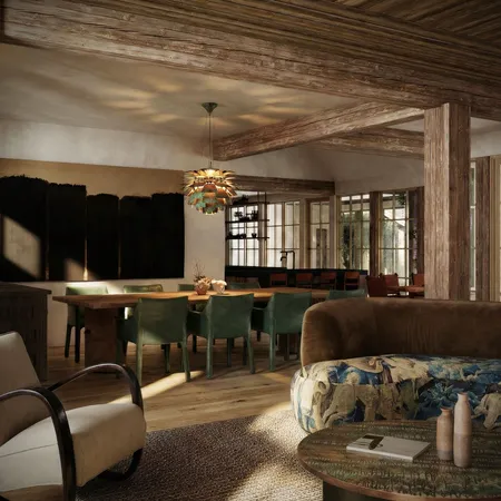 a living room with furniture