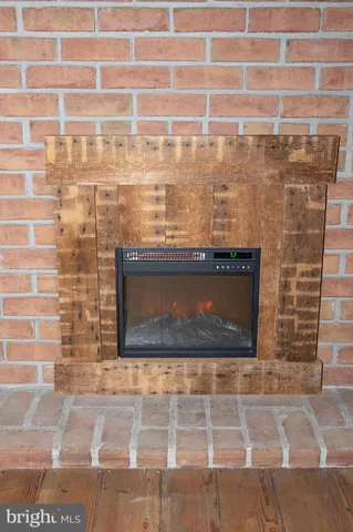 a stone fireplace
