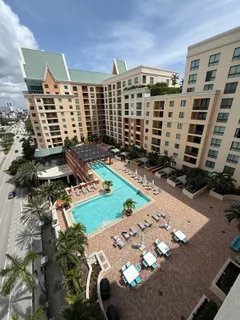 a view of a city with tall buildings