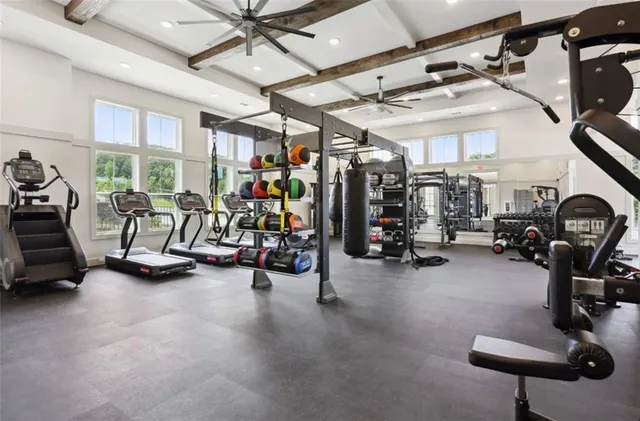 a view of a room with gym equipment