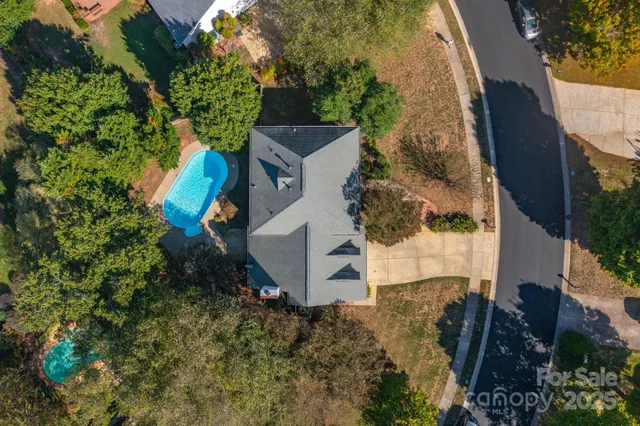 an aerial view of a house