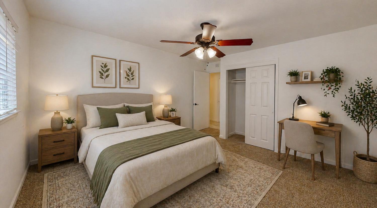 3279 Cherokee Avenue Merced, CA 95340 - Photo 23 of 30 a bedroom with a bed and a chandelier
