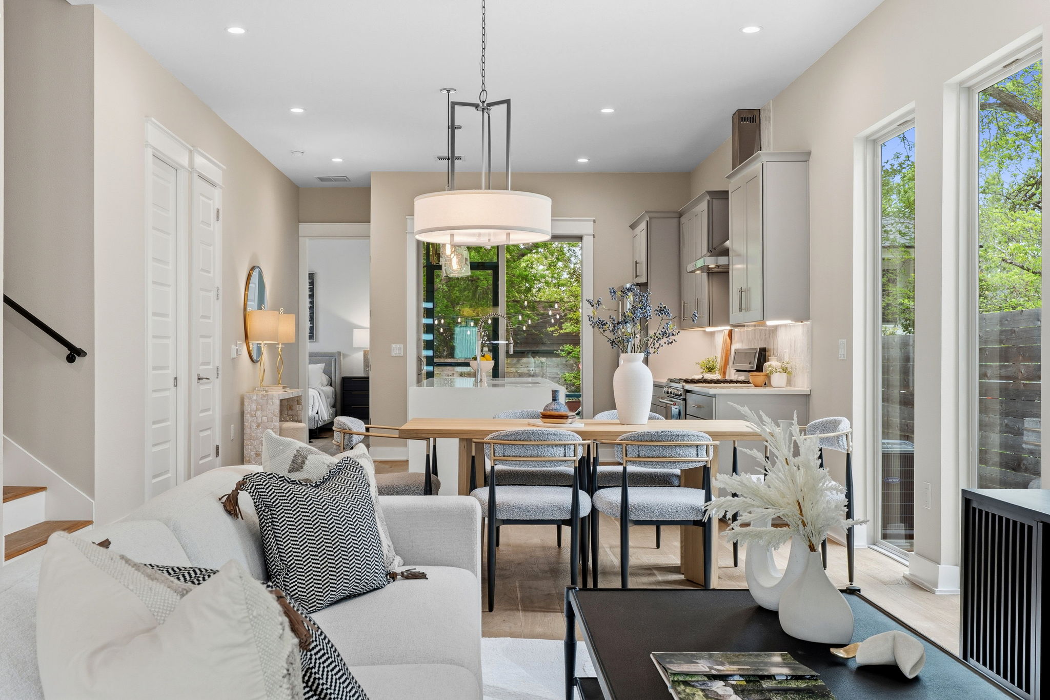 1409 Alegria Road, Unit B Austin, TX 78757 - Photo 4 of 39 a living room with furniture fireplace and large windows