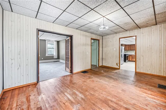 an empty room with windows