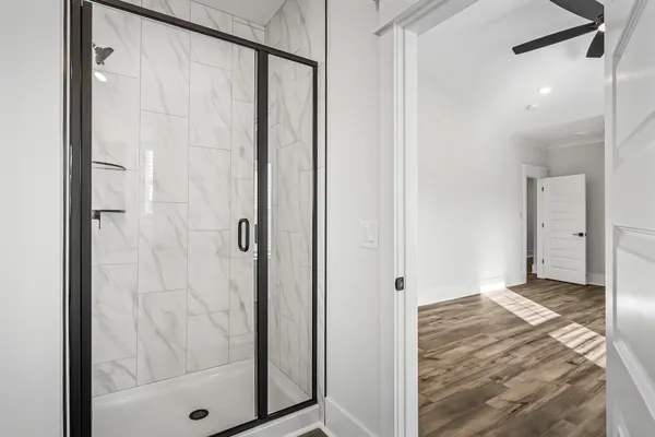 a view of bathroom with shower