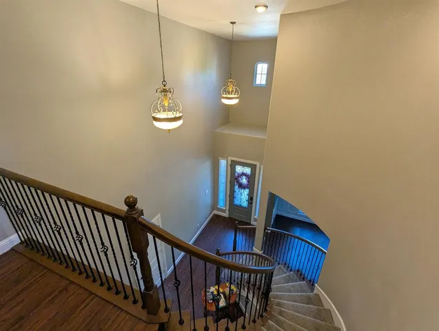 a view of a backyard with a chair