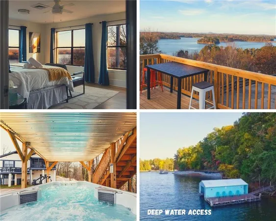 a garden view with a lake view