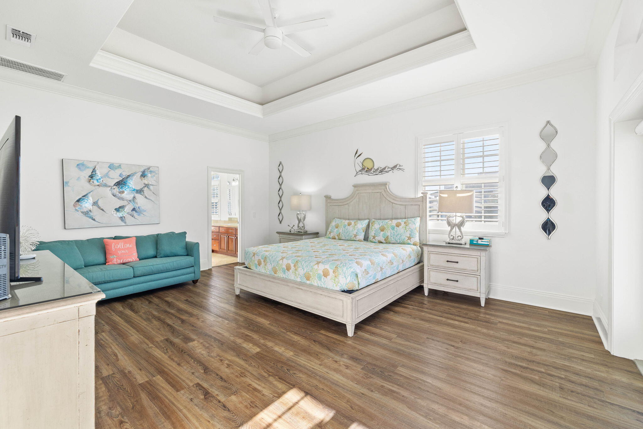 9 St Barts Bay Destin, FL 32541 - Photo 21 of 33 a bedroom with a bed wooden floor and window