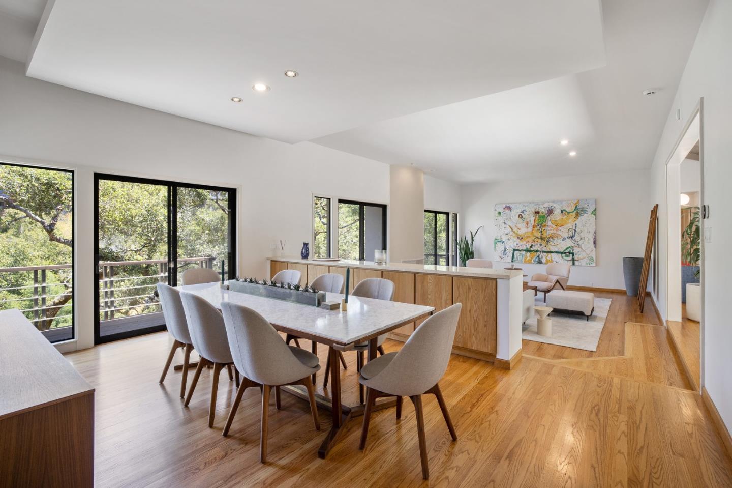 1275 La Canada Road Hillsborough, CA 94010 - Photo 18 of 85 a view of a dining room with furniture and wooden floor