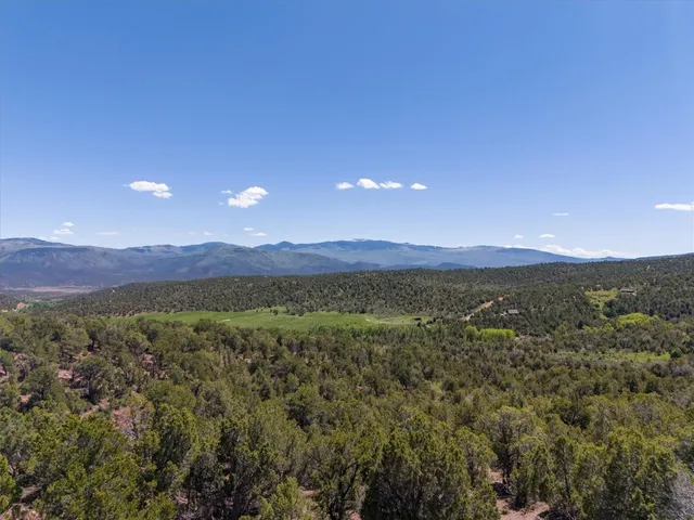 a view of a city with mountains in the background