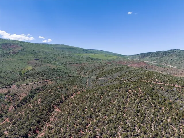 a view of a field with a mountain in the background