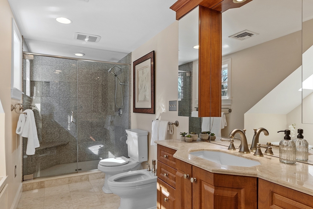 40 Bellevue Road Andover, MA 01810 - Photo 24 of 42 a bathroom with a granite countertop sink toilet and shower