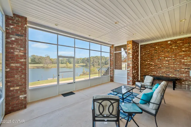 a view of a lake with a mountain in the background