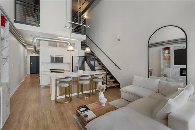 a living room with furniture