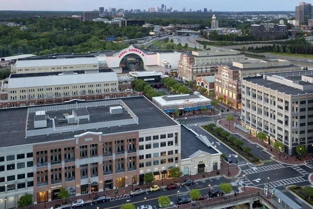 an aerial view of a city