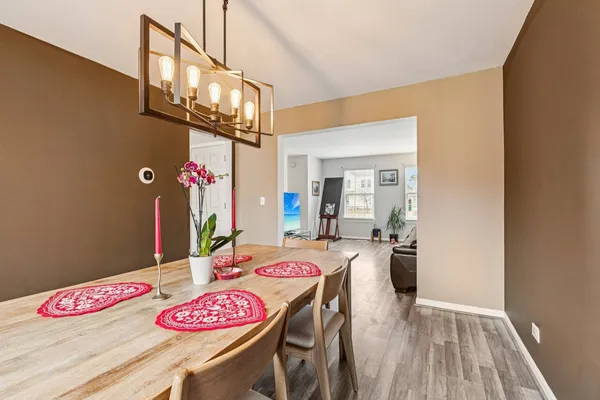 a table and chairs in a room