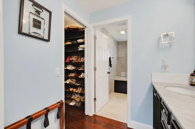 a view of backyard with garden and entertaining space