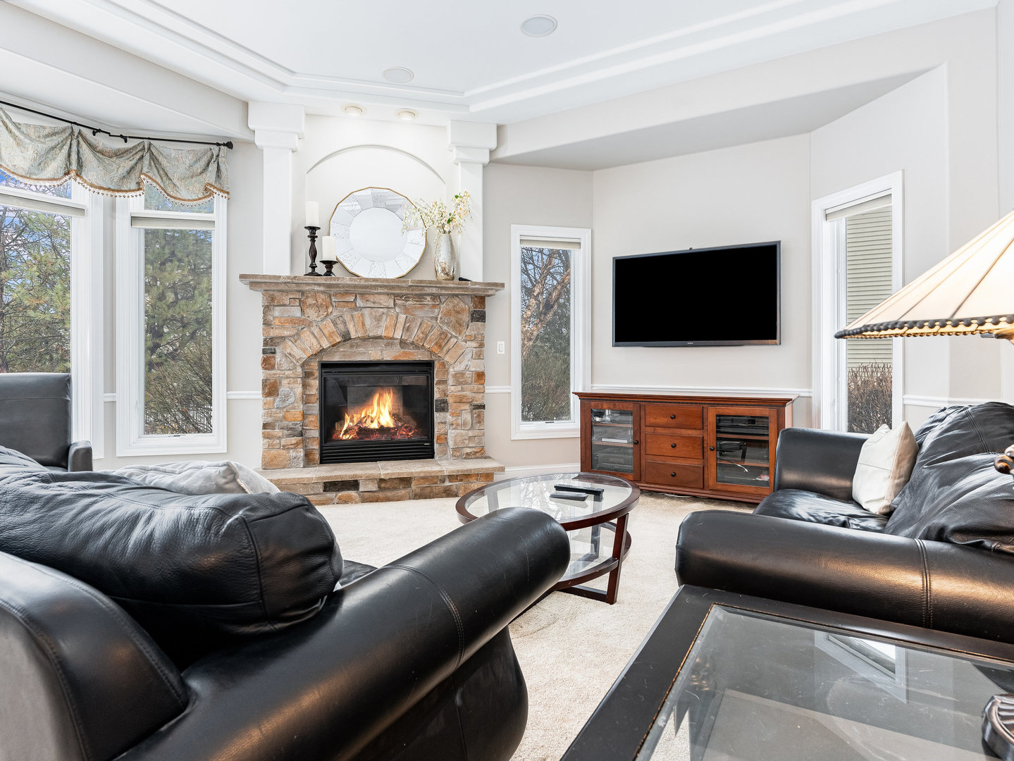 2223 Spartina Lane Naperville, IL 60564 - Photo 18 of 48 a living room with furniture a fireplace and a flat screen tv