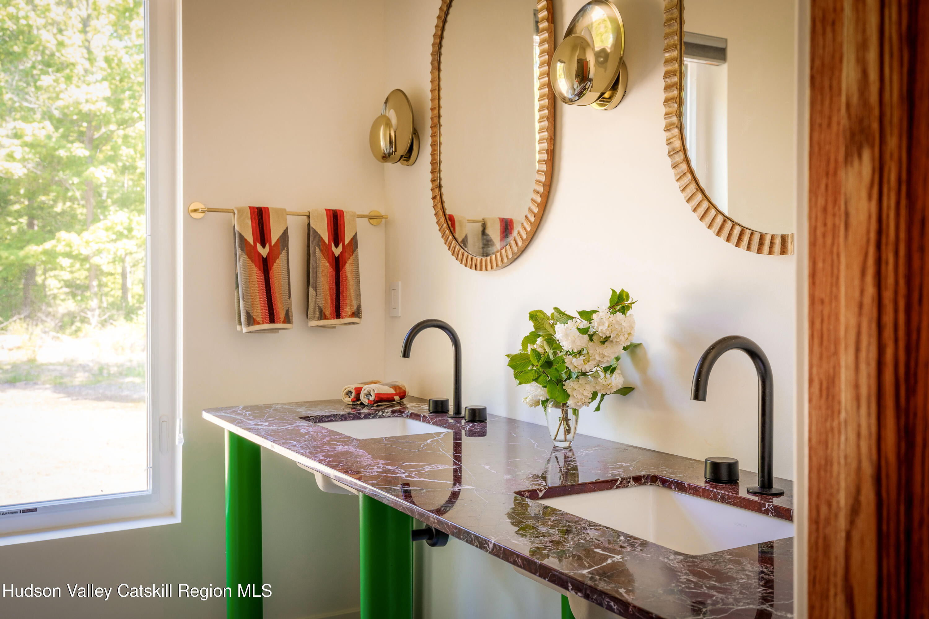 54 Langridge Road Tivoli, NY 12583 - Photo 29 of 40 a bathroom with a granite countertop sink and a mirror