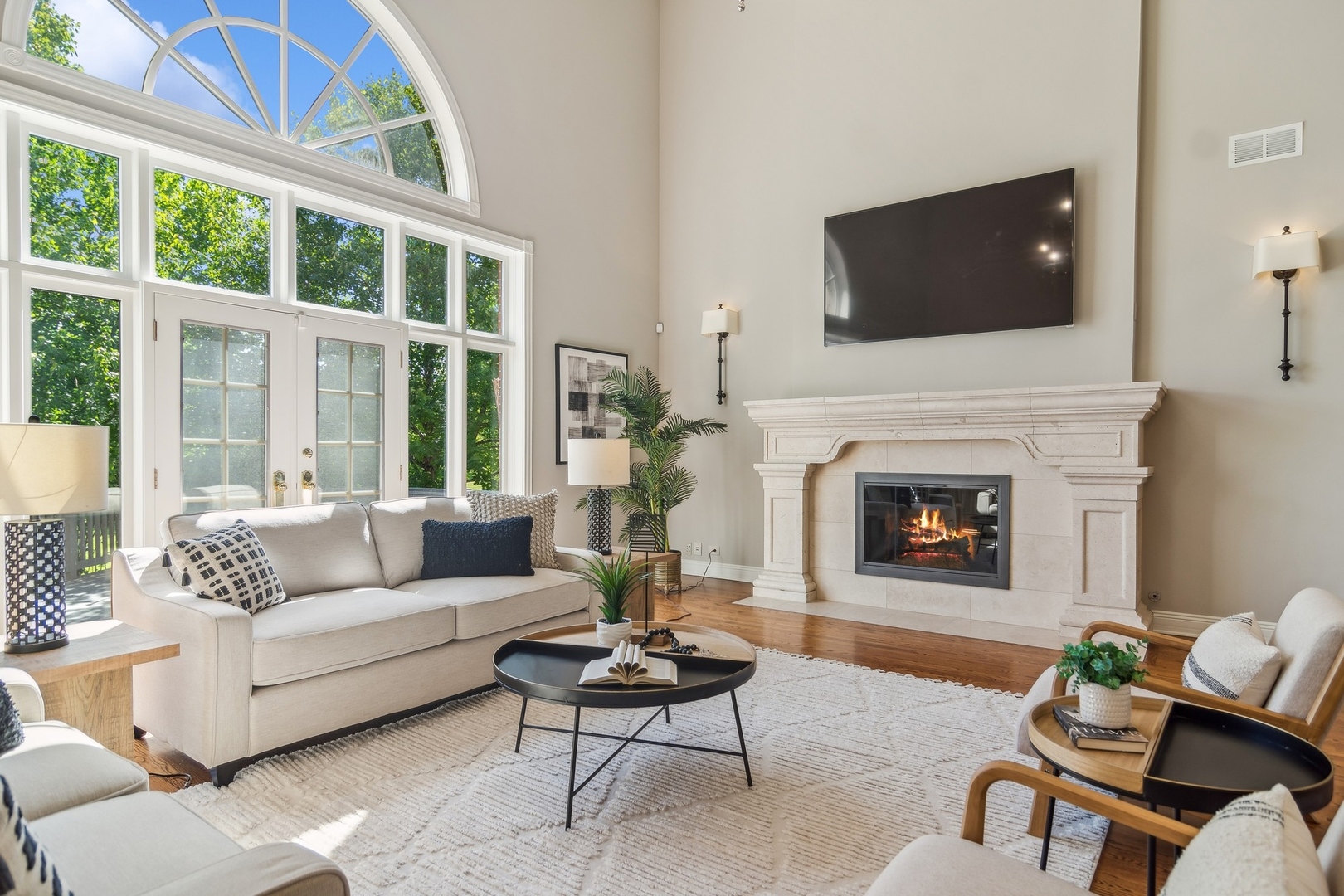 610 West Windsor Road Palatine, IL 60067 - Photo 16 of 51 a living room with furniture a flat screen tv and a fireplace