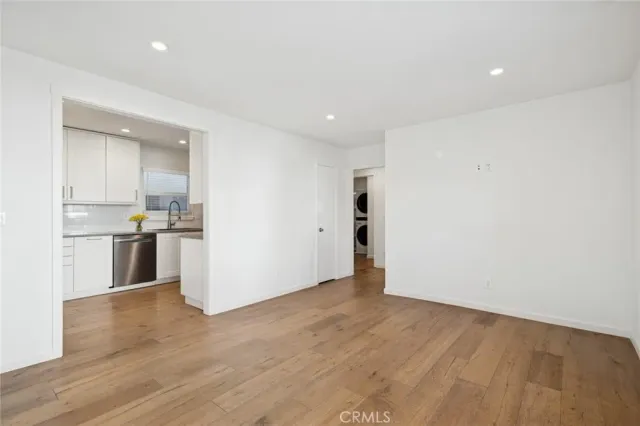a view of kitchen with wooden floor
