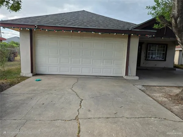 a view of outdoor space and garage