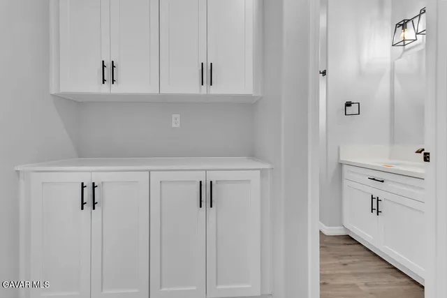 a view of white cabinets