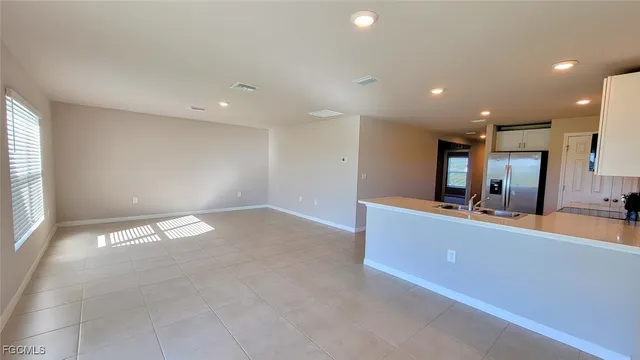 a large room with a large window