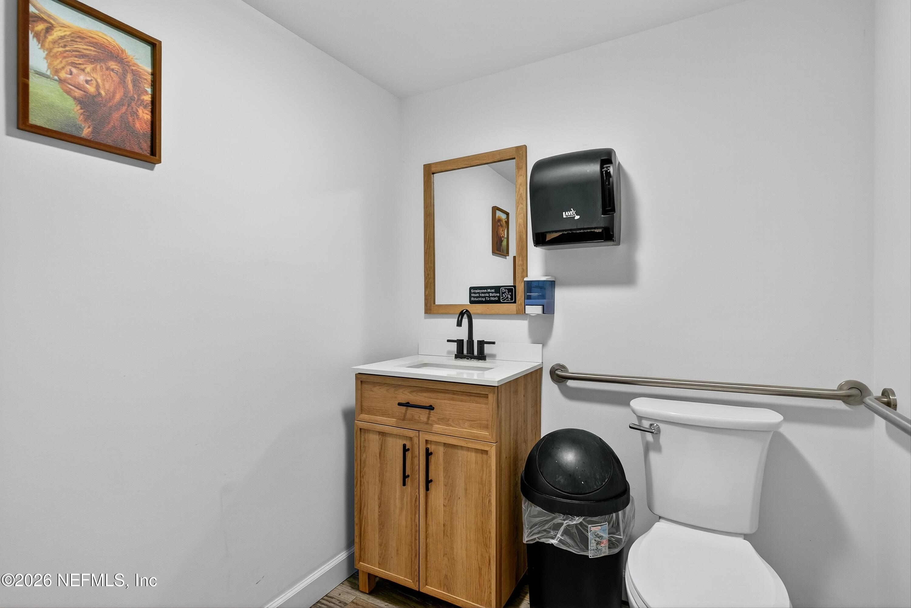 201 Oak Street Welaka, FL 32193 - Photo 80 of 115 a bathroom with a toilet a sink and mirror