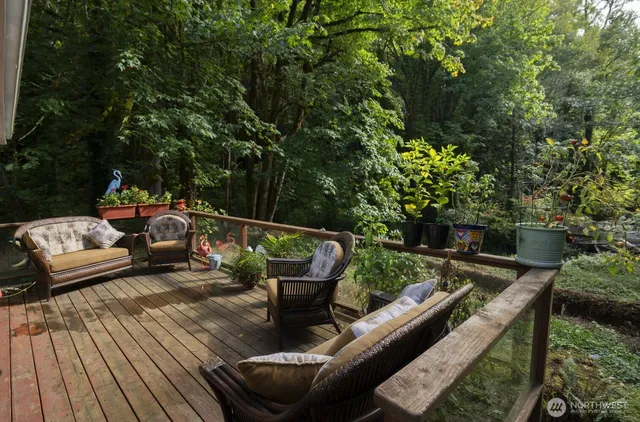 a view of a roof deck with couches