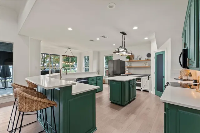 a kitchen with lots of counter top space