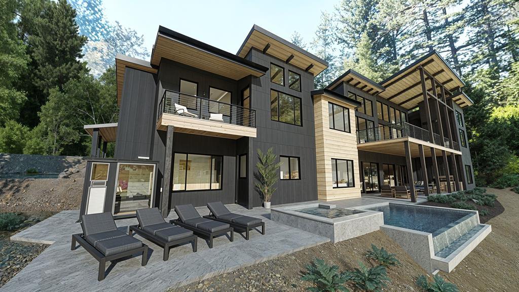 a view of a building with sitting area